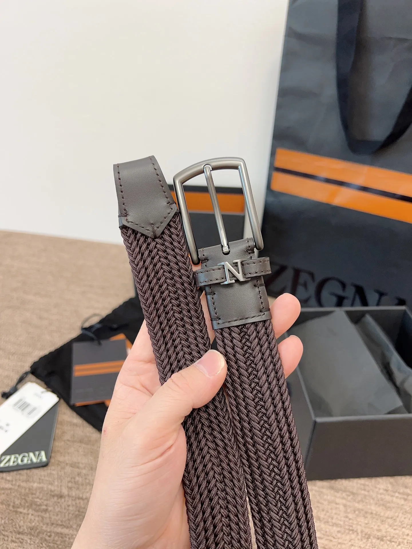 💰560💰Full package💰 💍Purchase level Zegna⚡️🌹Out of stock king - Ermenegildo Zegna fabric elastic belt, comfortable and generous⚡️🌹Fashionable and low-key, the favorite of big guys