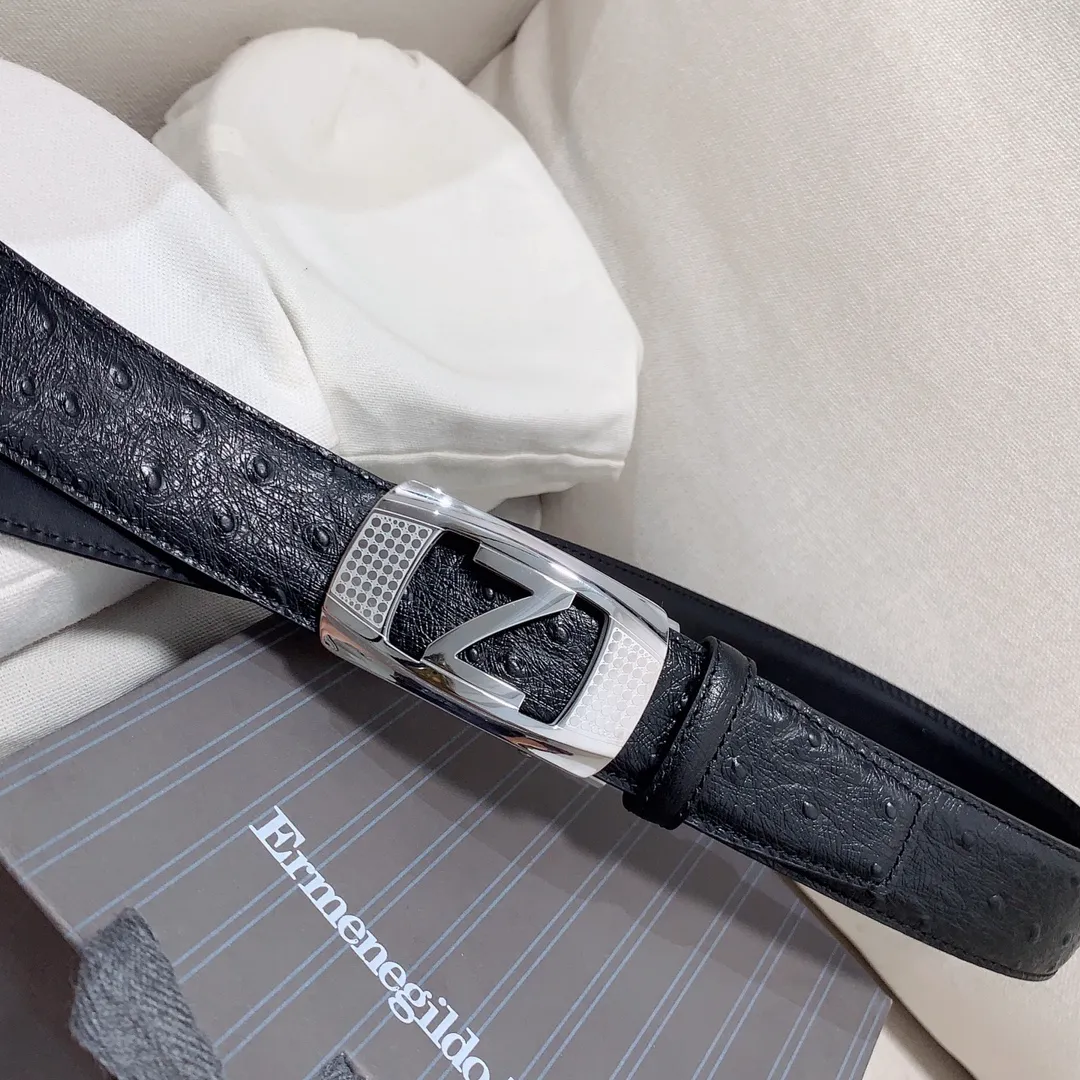 💰460💰Authentic packaging💰 💍Purchase grade Ermenegildo Zegna men's automatic belt Classic Z-shaped metal automatic buckle, exquisite and subtle, very attractive