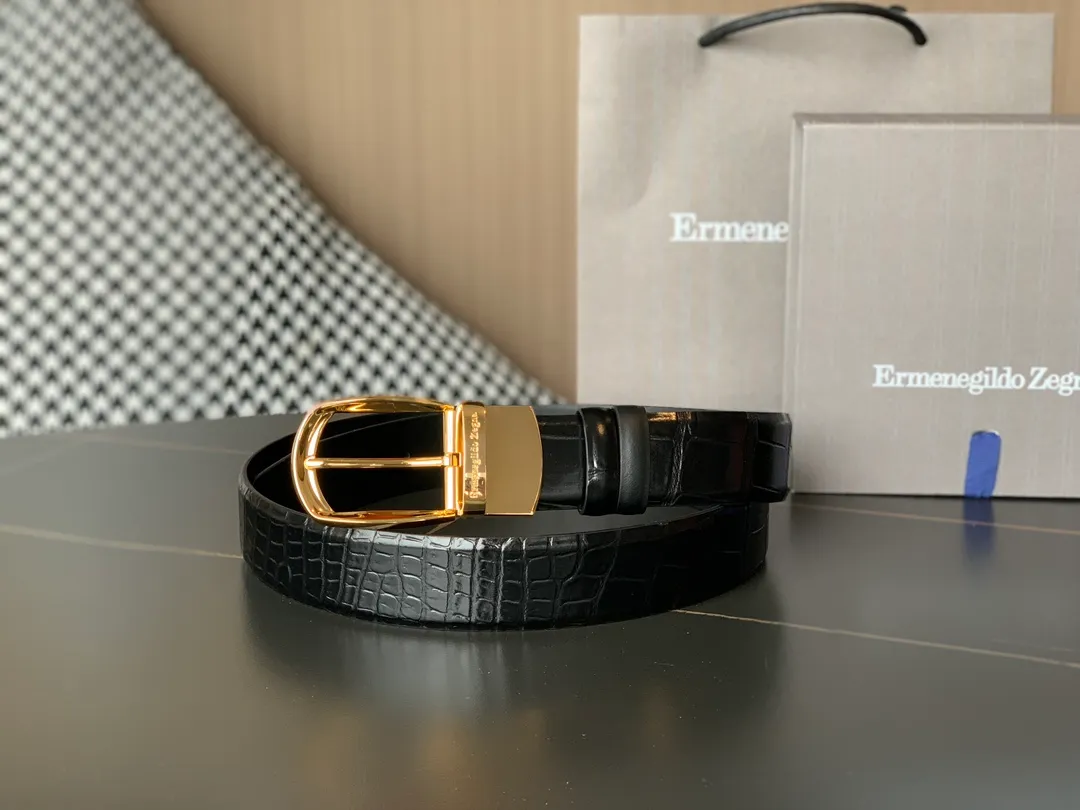 💰480💰Authentic packaging💰 💍Purchase level new model❤️Ermenegilido Zegne Zegna Belt Men's official website sells rotating buckle belt, double-sided leather, versatile for business and leisure💓💓💓