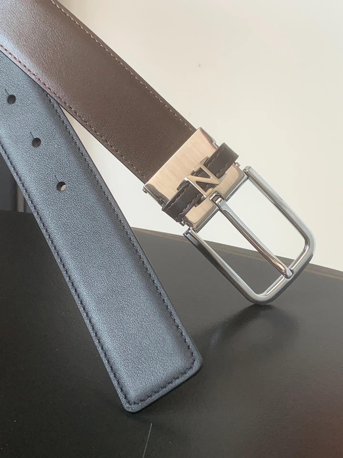 💰480💰Full package💰 💍Purchase level new style❤️Ermenegilido Zegne Zegna Belt Men's official website sells rotating buckle belt, double-sided leather, versatile for business and leisure💓💓💓