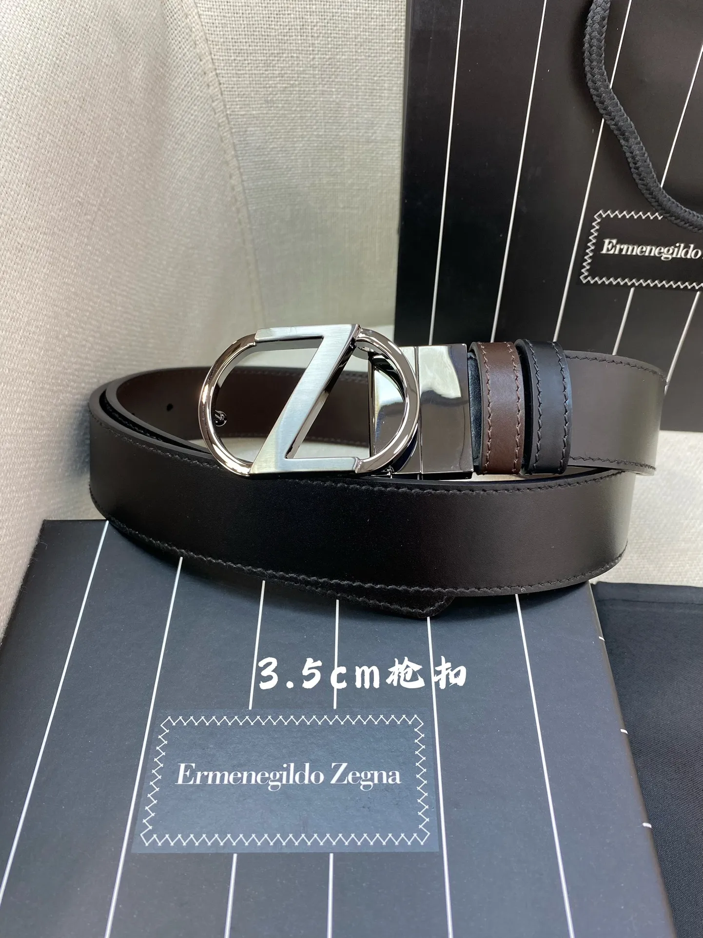 💰480💰Full package💰 💍Purchase level Ermenegildo Zegna men's belt - Width 35MM 316 quality buckle Seikoly crafted imported calfskin Unique design process Soft to the touch Can be cut