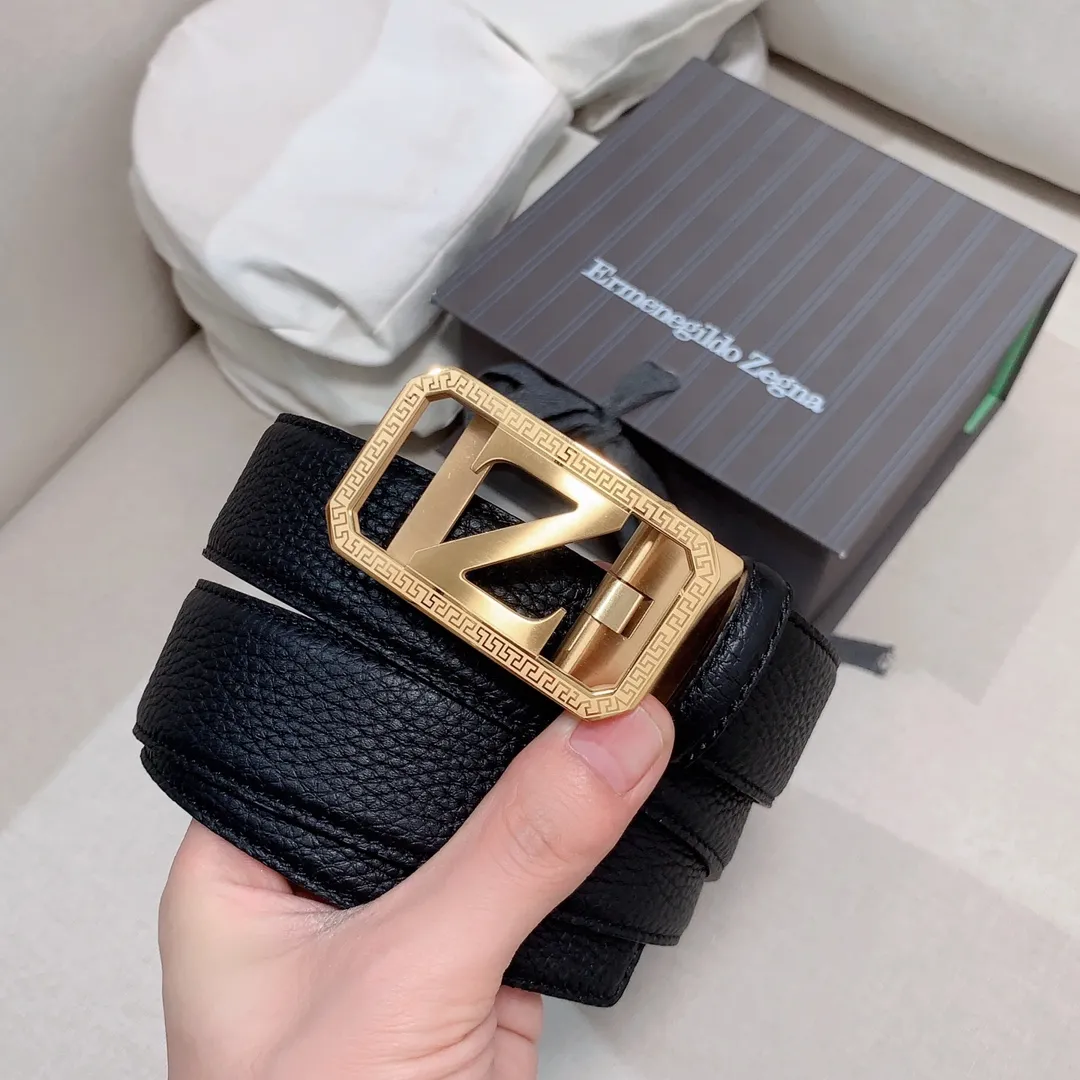 💰460💰Authentic packaging💰 💍Purchase grade Ermenegildo Zegna men's automatic belt Classic Z-shaped metal automatic buckle, exquisite and subtle, very attractive