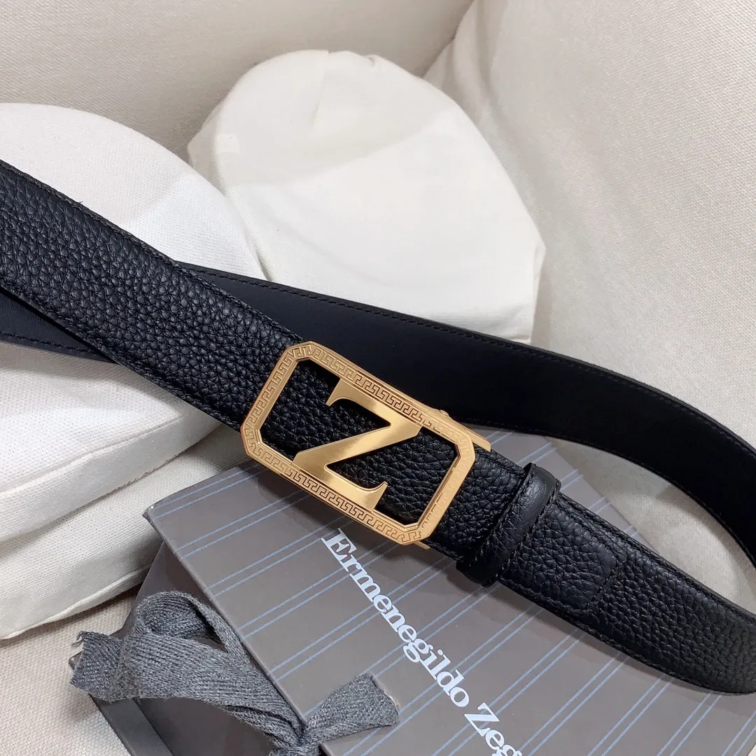💰460💰Authentic packaging💰 💍Purchase grade Ermenegildo Zegna men's automatic belt Classic Z-shaped metal automatic buckle, exquisite and subtle, very attractive
