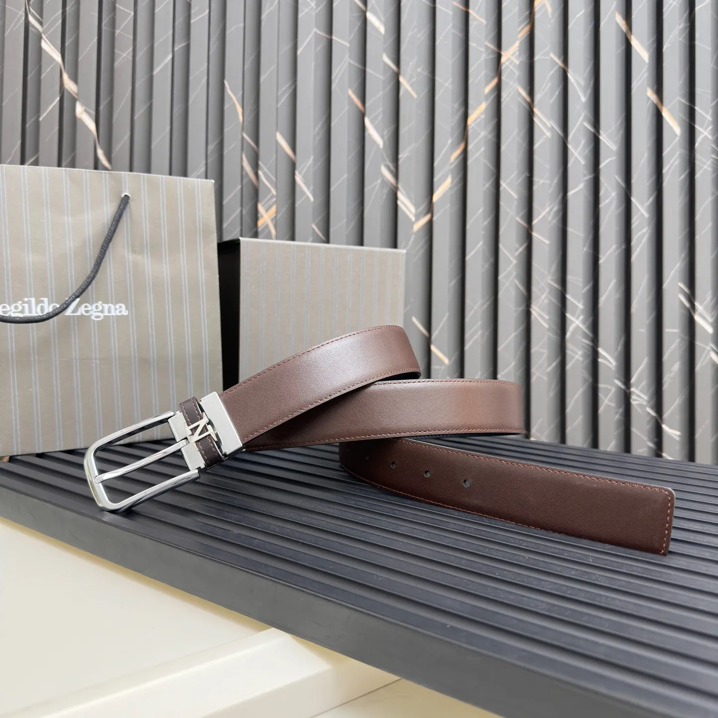 💰480💰Full package💰 💍Purchase level Ermenegildo Zegna pin buckle, tail clip design, double-sided, details determine quality, a must-have for gentlemen.