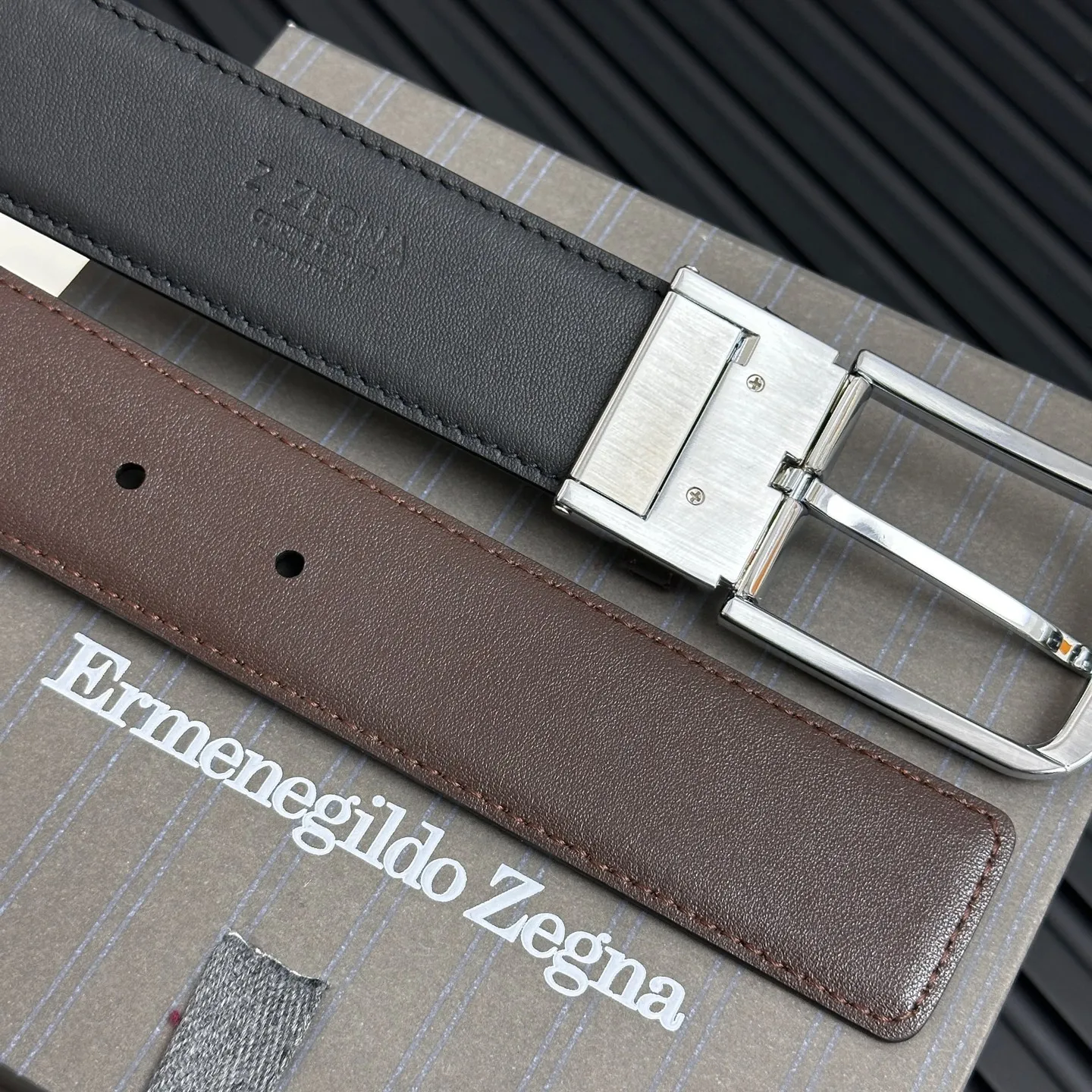 💰480💰Full package💰 💍Purchase level Ermenegildo Zegna pin buckle, tail clip design, double-sided, details determine quality, a must-have for gentlemen.