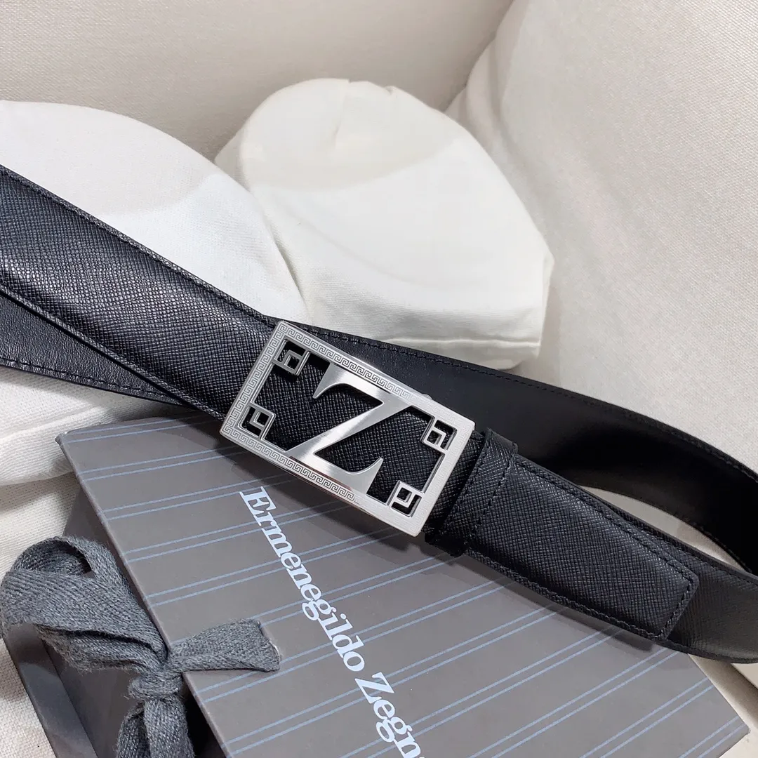 💰460💰Authentic packaging💰 💍Purchase grade Ermenegildo Zegna men's automatic belt Classic Z-shaped metal automatic buckle, exquisite and subtle, very attractive