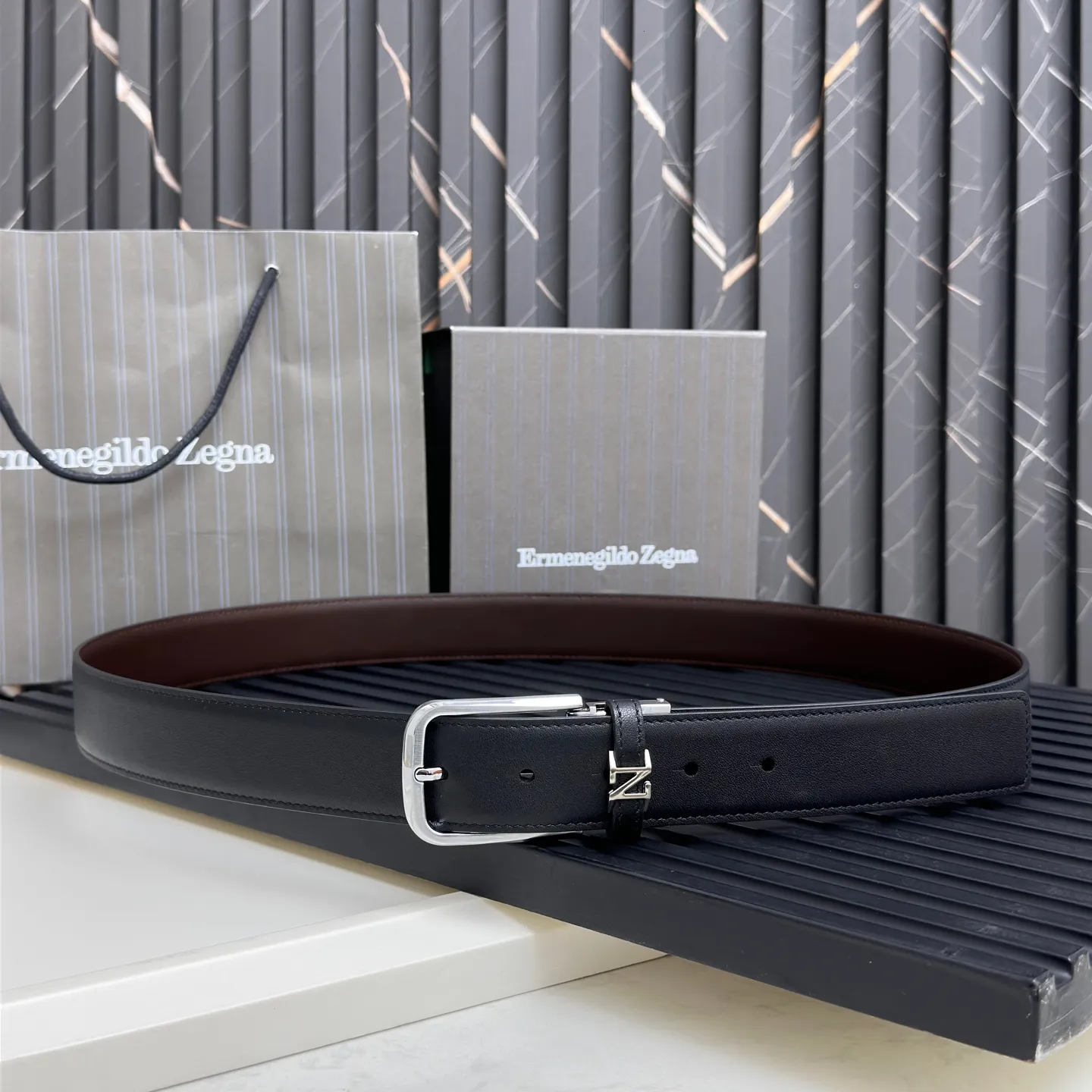 💰480💰Full package💰 💍Purchase level Ermenegildo Zegna pin buckle, tail clip design, double-sided, details determine quality, a must-have for gentlemen.