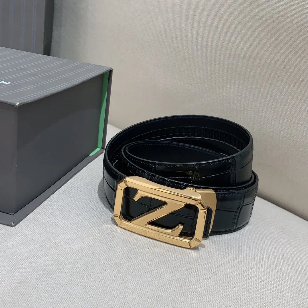 💰460💰Full package💰 💍Purchase level Ermenegildo Zegna men's automatic belt, classic Z-shaped metal automatic buckle, exquisite and subtle, very attractive 3.5cm