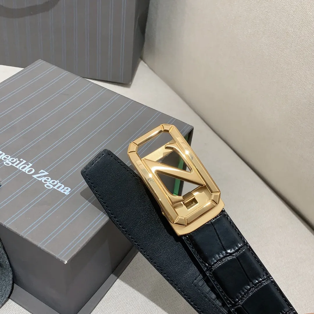 💰460💰Full package💰 💍Purchase level Ermenegildo Zegna men's automatic belt, classic Z-shaped metal automatic buckle, exquisite and subtle, very attractive 3.5cm