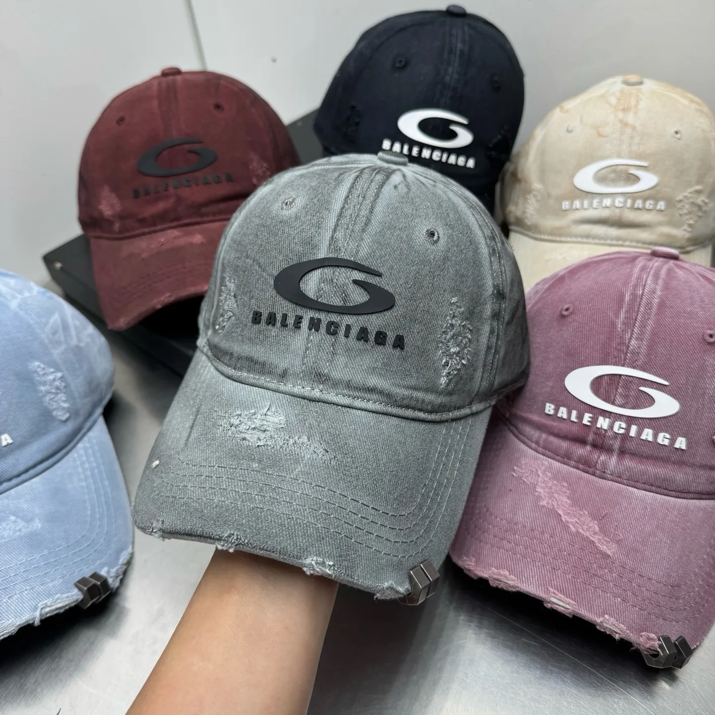 Balenciaga spring and summer distressed hole baseball cap