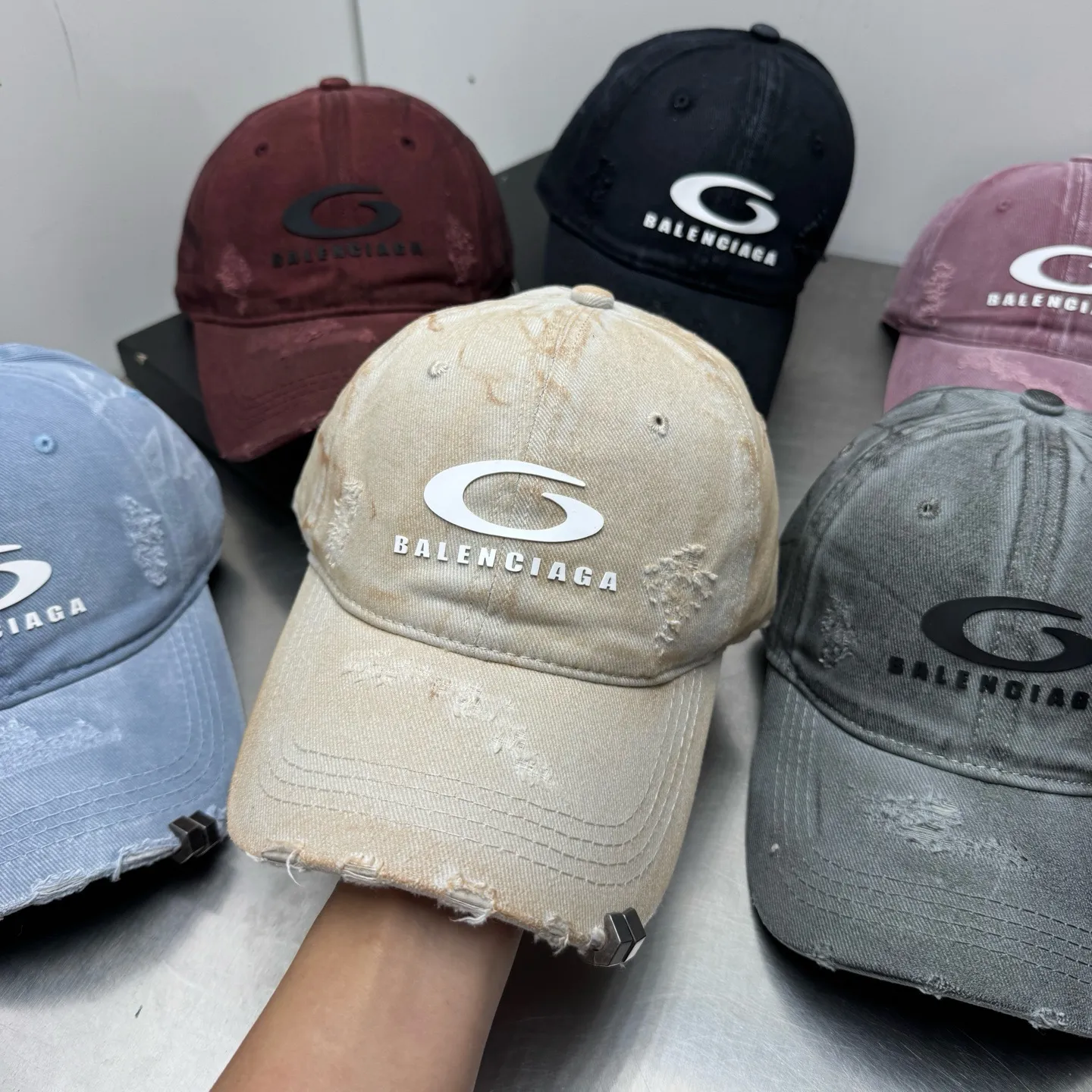 Balenciaga spring and summer distressed hole baseball cap