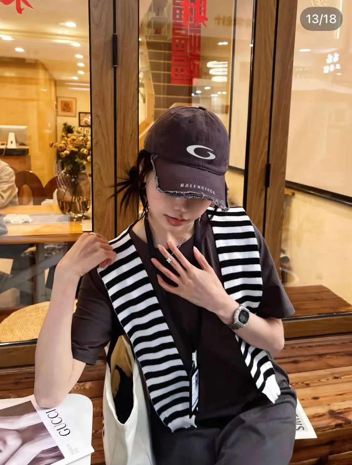 Balenciaga fur-edged baseball cap