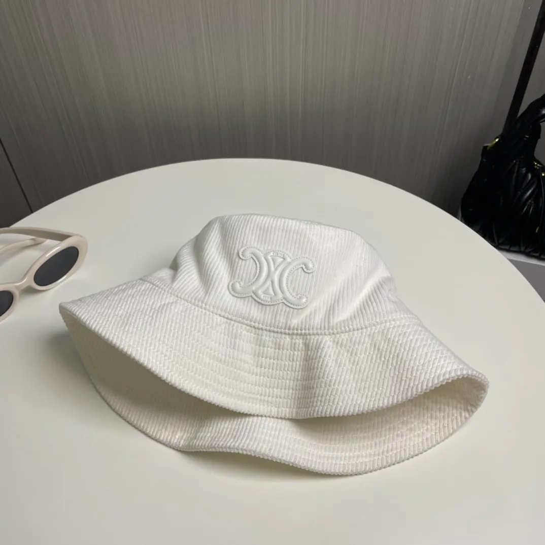 P90🔥Celine high version official website latest model🆕corduroy vertical pattern fisherman hat for women, autumn and winter fashion brand versatile retro trend