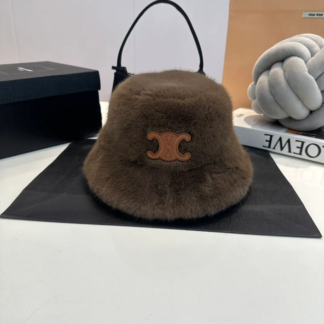 P70 Celine Celine* customized version of Arc de Triomphe mink hat women's bucket hat 2023 hot new style autumn and winter hat fisherman hat winter style