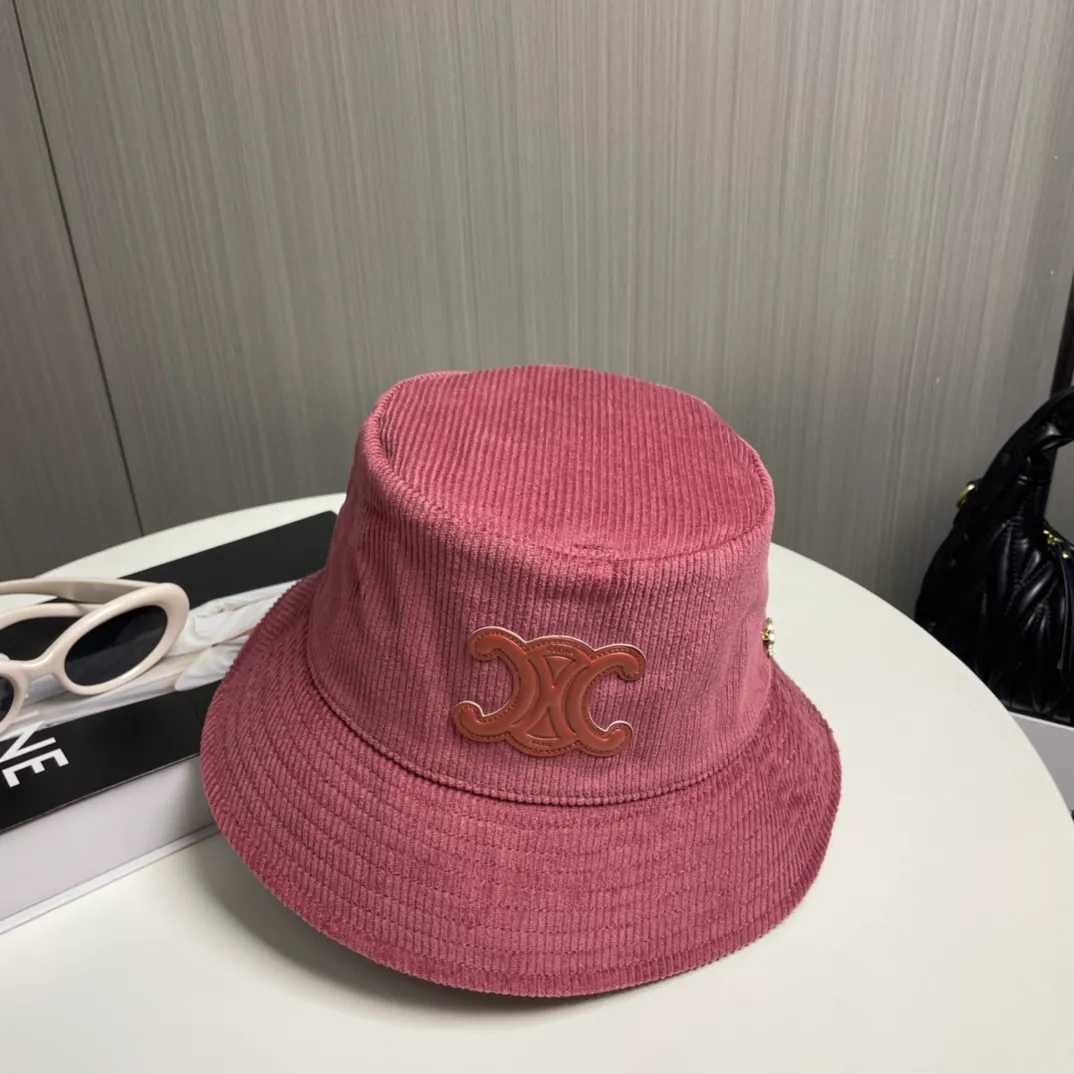 P90🔥Celine high version official website latest model🆕corduroy vertical pattern fisherman hat for women, autumn and winter fashion brand versatile retro trend