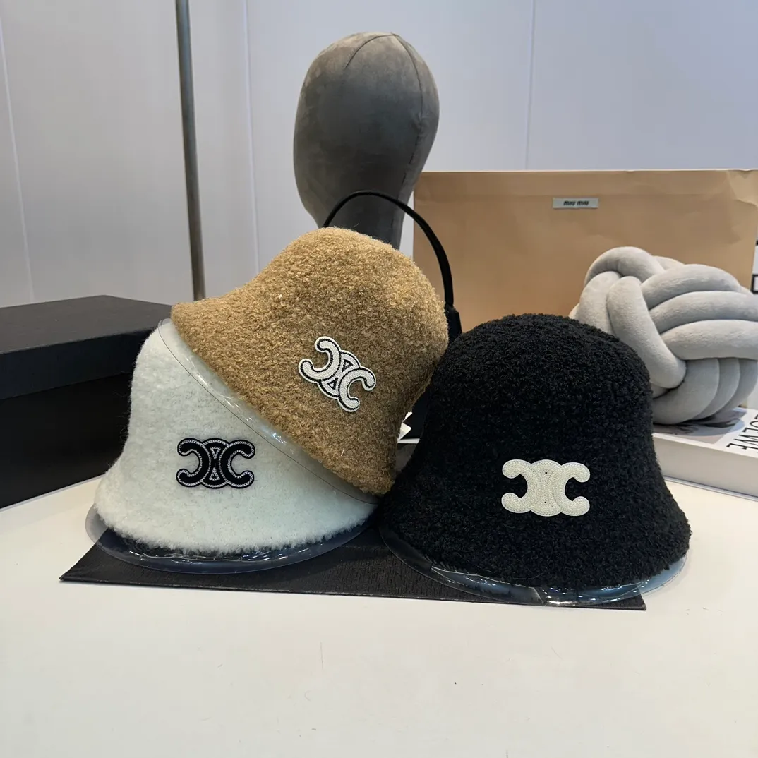 P60 CELINE Celine 2024 new color-blocked plush big-name sunshade fisherman hat 🌈 Versatile and casual ~ simple and elegant