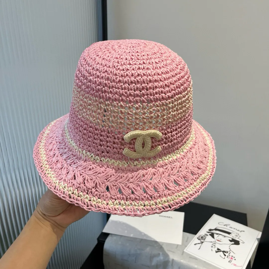 💰100¥ Chanel handhook straw hat, sunshade straw hat, foldable, head circumference 57cm