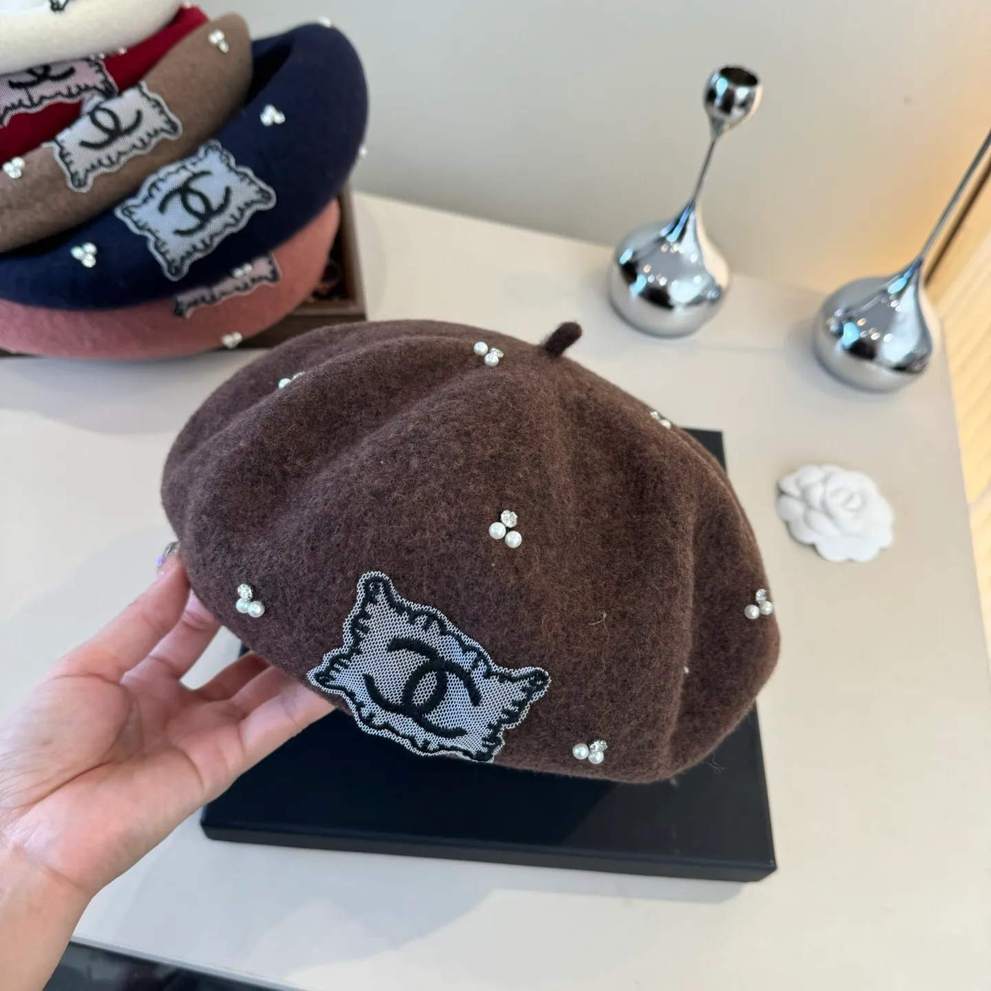 💰130¥ Chanel wool beret, pumpkin hat, 100% wool🦙 fabric, head circumference 57cm