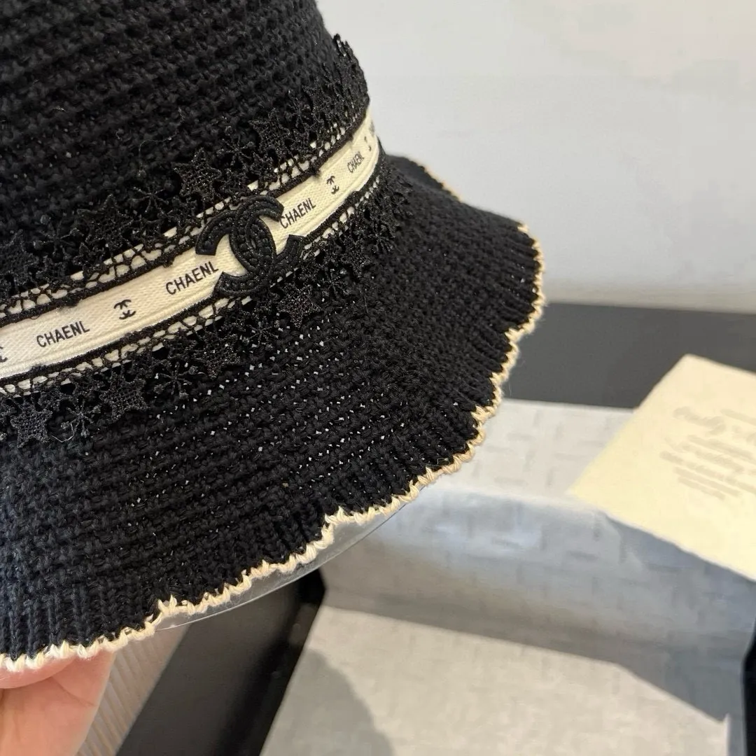 💰110¥ Chanel knitted handhook bucket hat, wavy edge top hat, head circumference 57cm