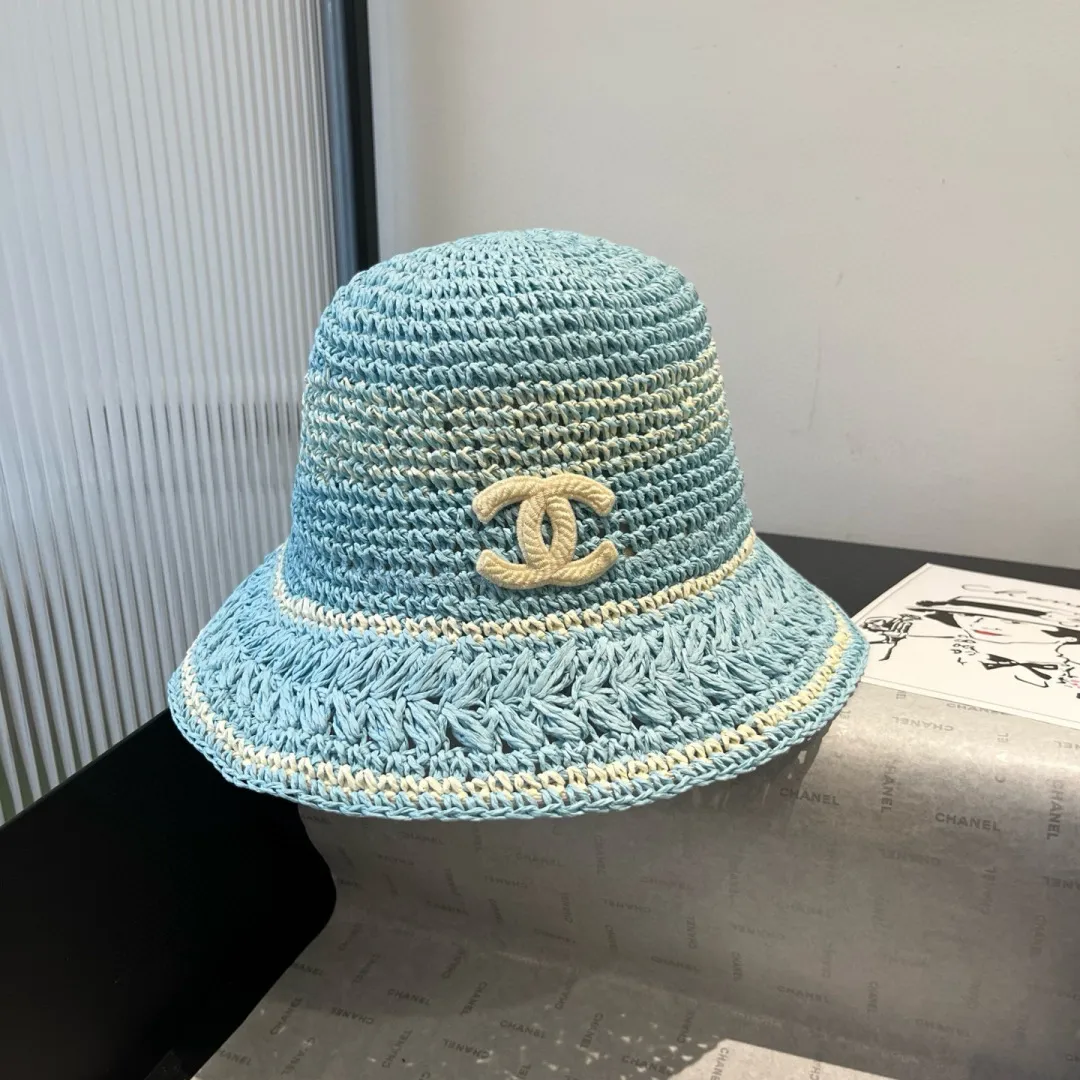 💰100¥ Chanel handhook straw hat, sunshade straw hat, foldable, head circumference 57cm