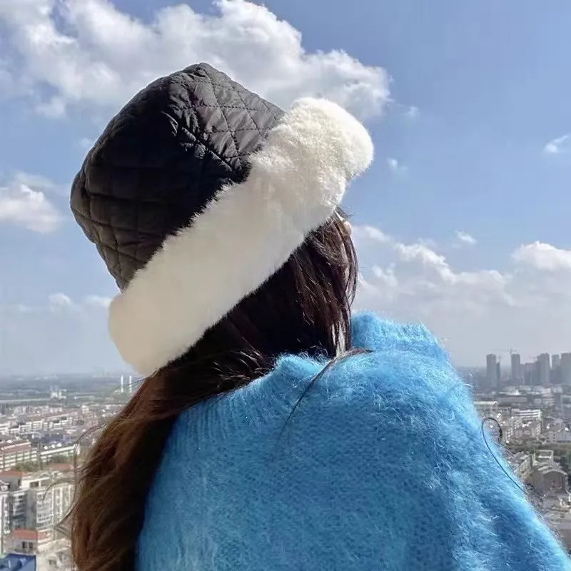 Running amount 66¥ Chanel Chanel 2022 new autumn and winter fisherman hat, rhombus warm hat, air cotton fabric, essential for keeping warm when wearing clothes, head circumference 57cm