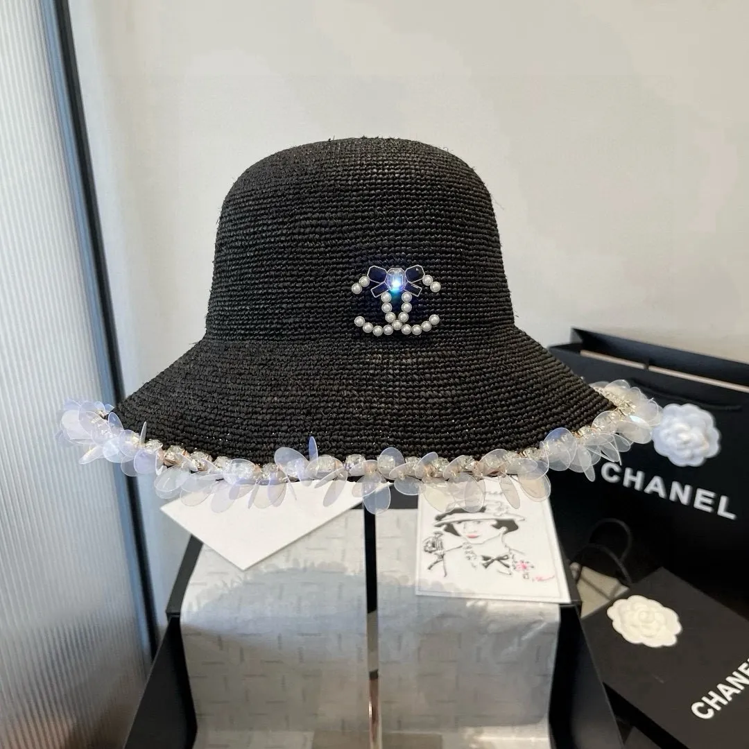 💰220¥ Chanel Raffia straw hat, hand-crocheted, high-end customization, head circumference 57cm