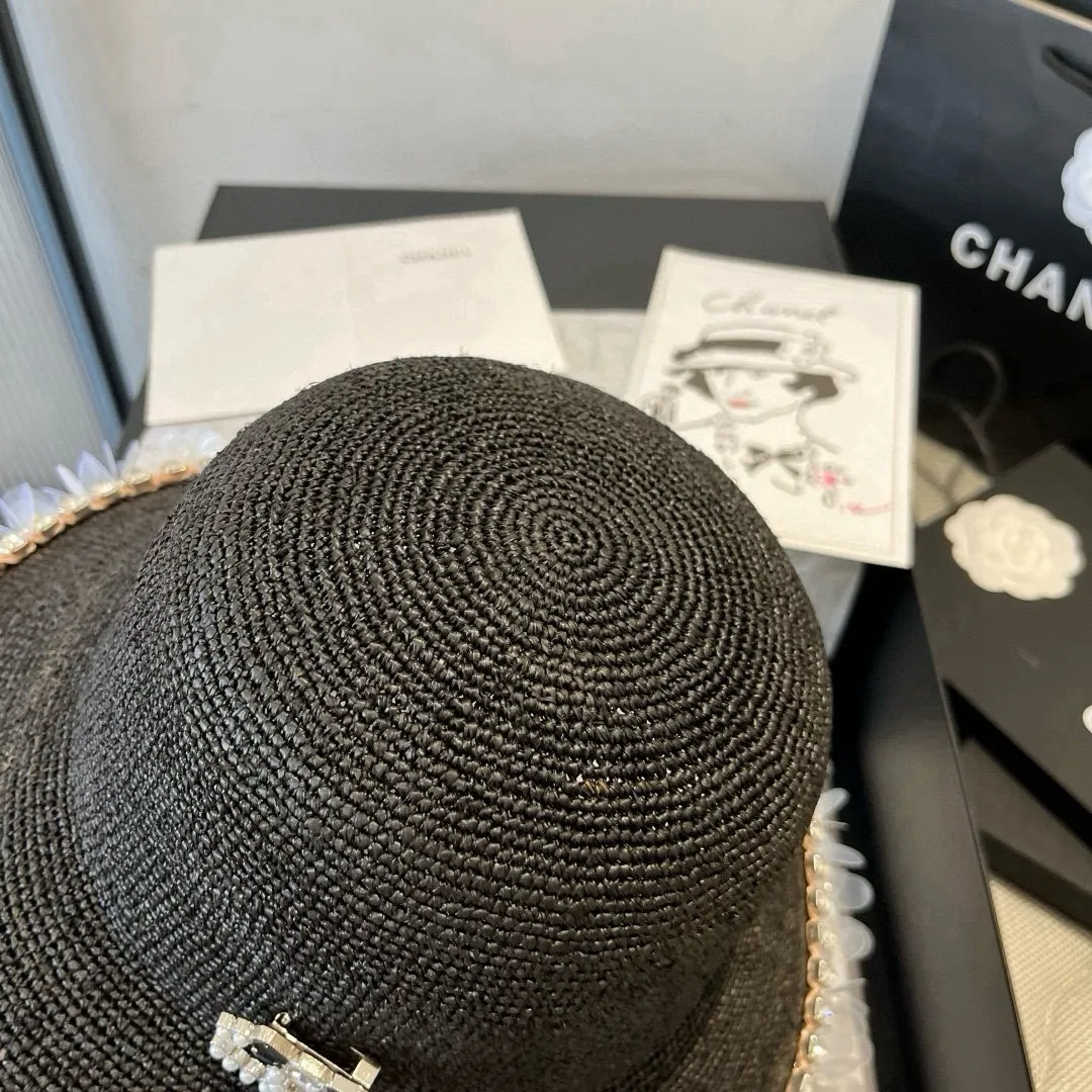 💰220¥ Chanel Raffia straw hat, hand-crocheted, high-end customization, head circumference 57cm