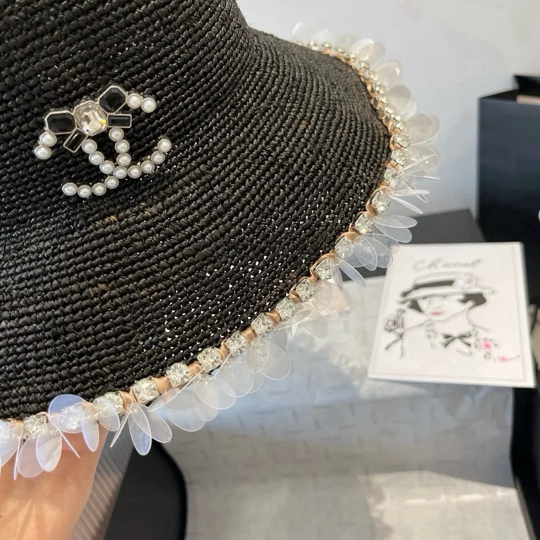 💰220¥ Chanel Raffia straw hat, hand-crocheted, high-end customization, head circumference 57cm