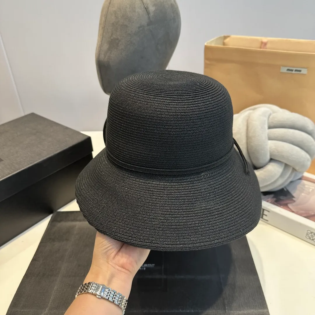 P100 Chanel straw hat, bow hat, lady style PP straw hat, head circumference 57cm