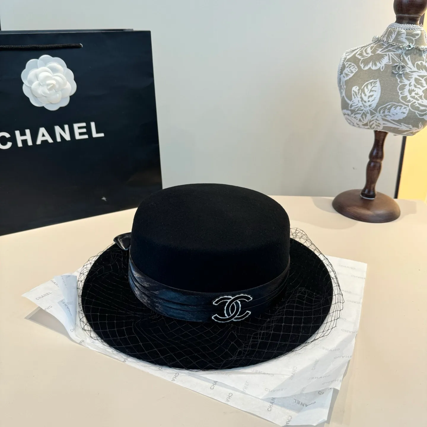 💰190¥ Chanel wool flat top, mesh hat, 100% wool🦙fabric% head circumference 57cm