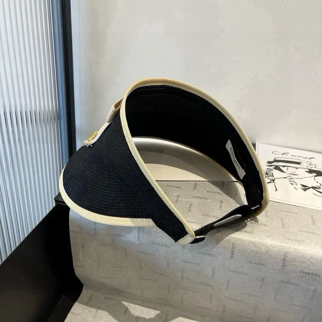 💰120¥ Chanel empty top sun hat, PP straw fabric, adjustable