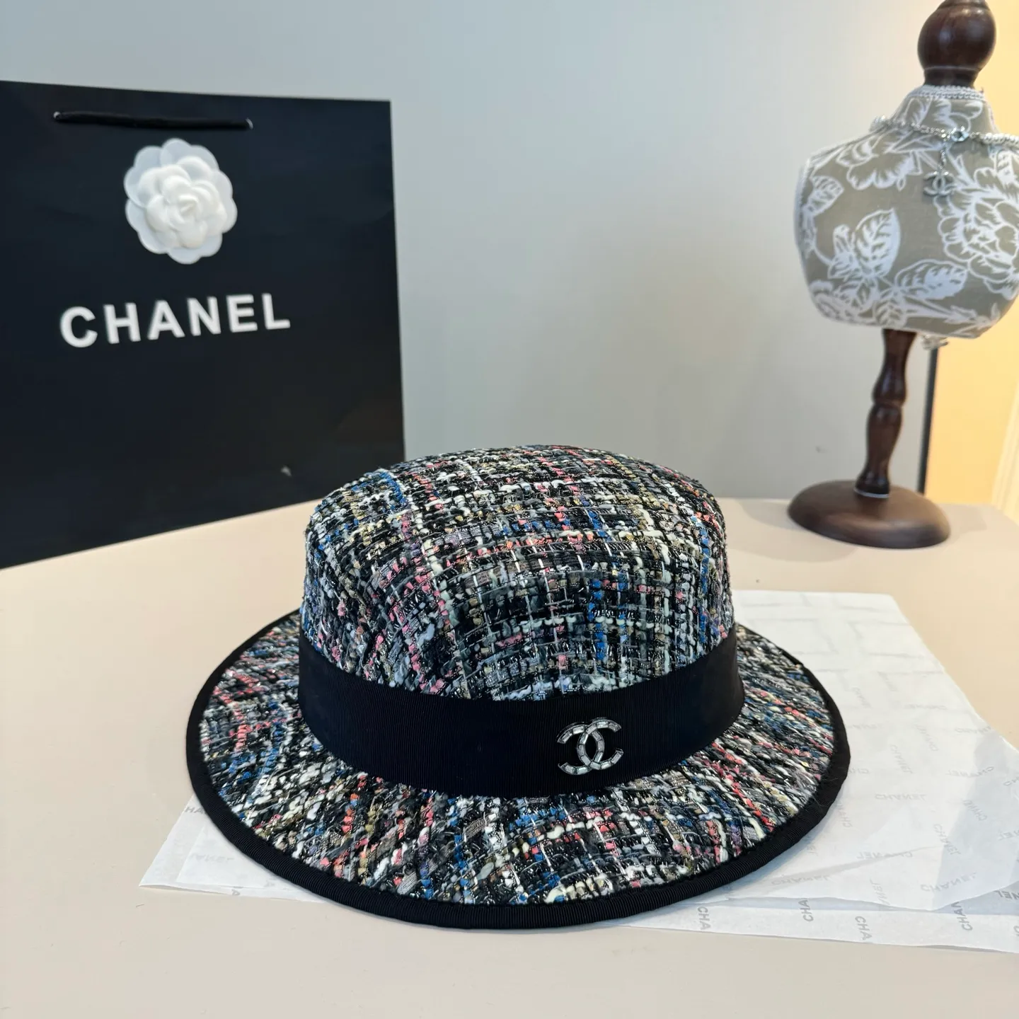 💰170¥ Chanel Chanel classic lady style flat top hat, head circumference 57cm