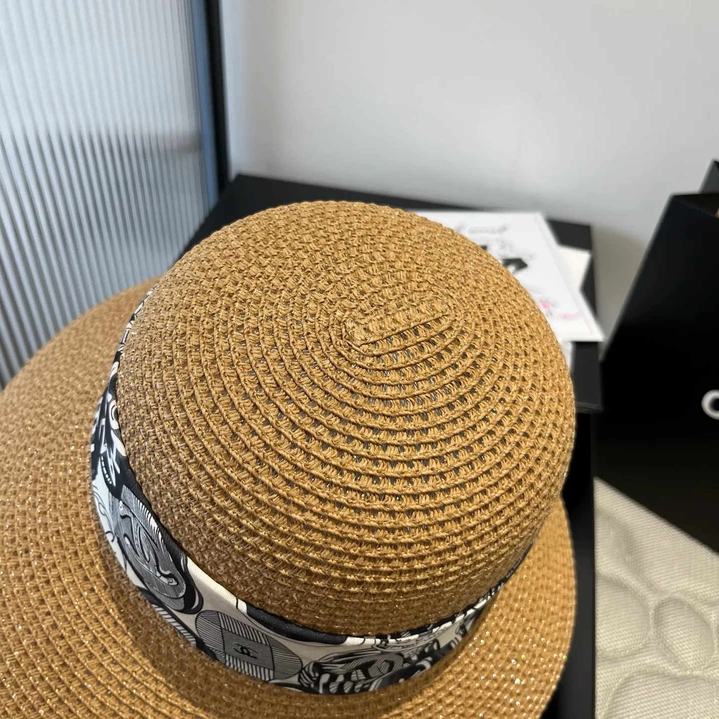 💰140¥ Chanel new straw hat, with silk ribbon, a must-have for fairies when traveling, head circumference 57cm