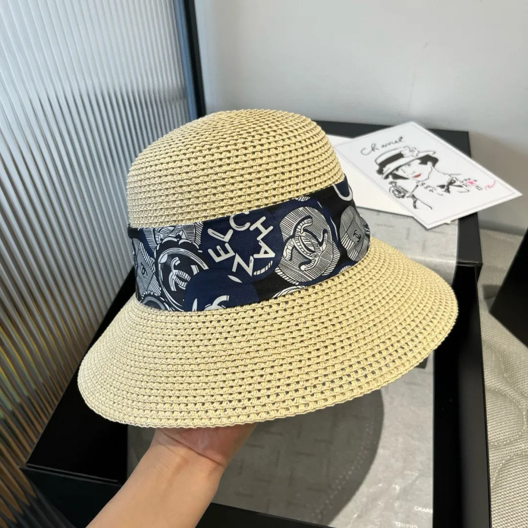 💰140¥ Chanel new straw hat, with silk ribbon, a must-have for fairies when traveling, head circumference 57cm