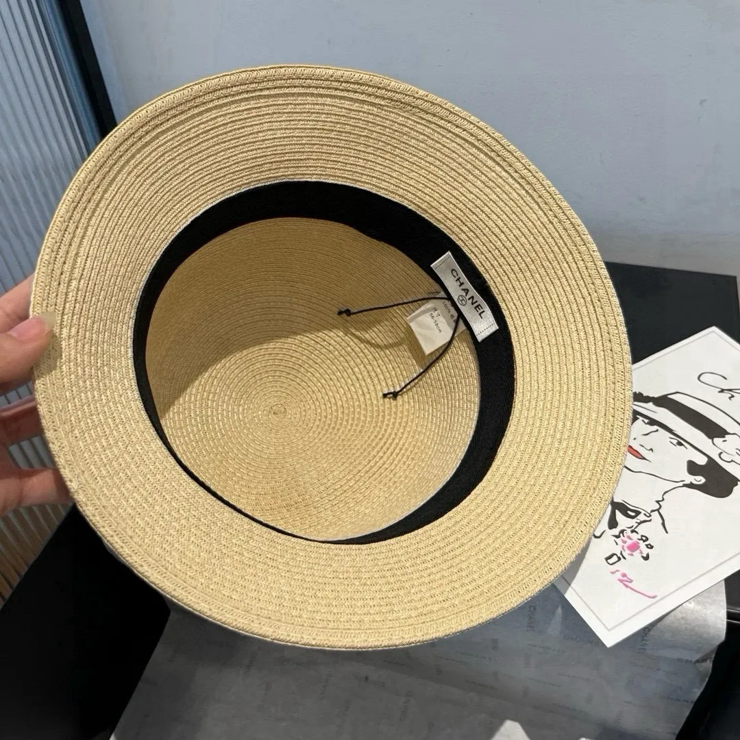 💰140¥ Chanel new top hat, original small basin hat, straw hat, head circumference 57cm