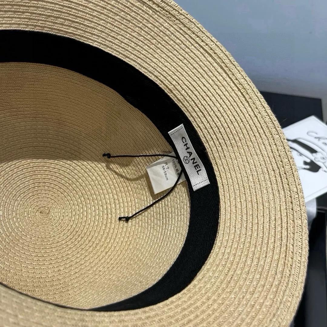 💰140¥ Chanel new top hat, original small basin hat, straw hat, head circumference 57cm