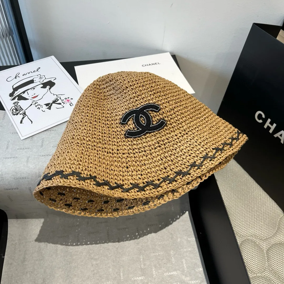 💰100¥ Chanel new straw hat, hand-crocheted straw hat, foldable, easy to carry, head circumference 57cm