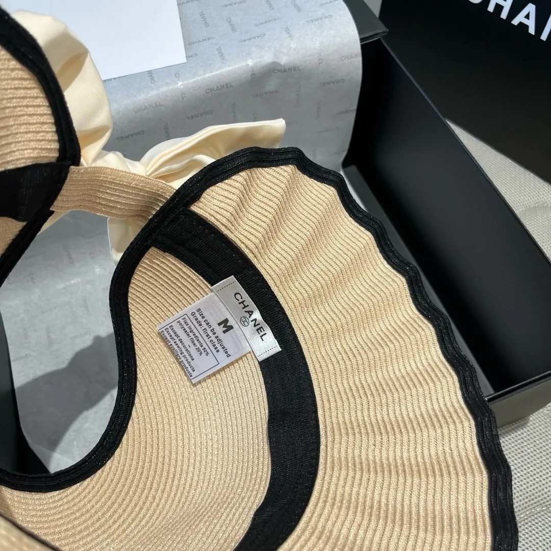 💰160¥ Chanel wavy edge empty top straw hat, head circumference 57cm