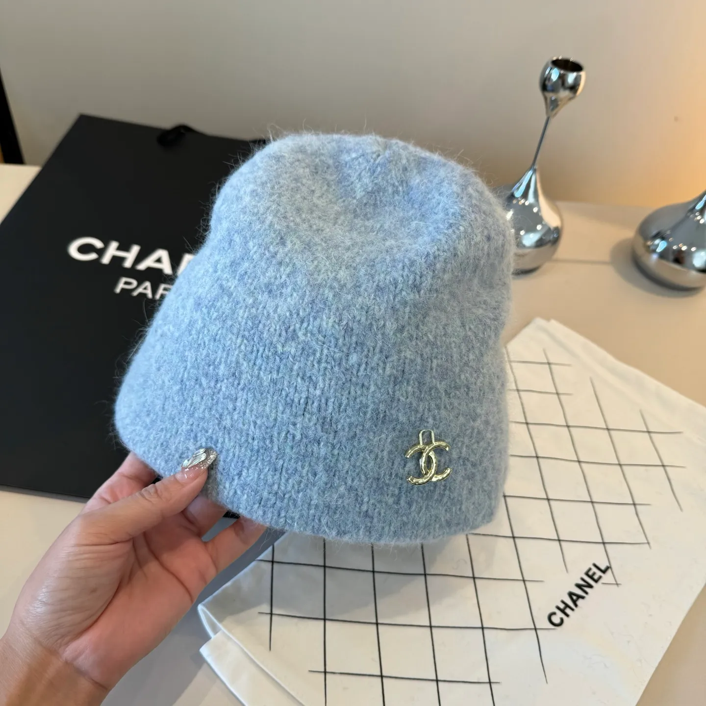 💰100¥ Chanel wool beanie, 100% wool🦙 fabric, head circumference 57cm
