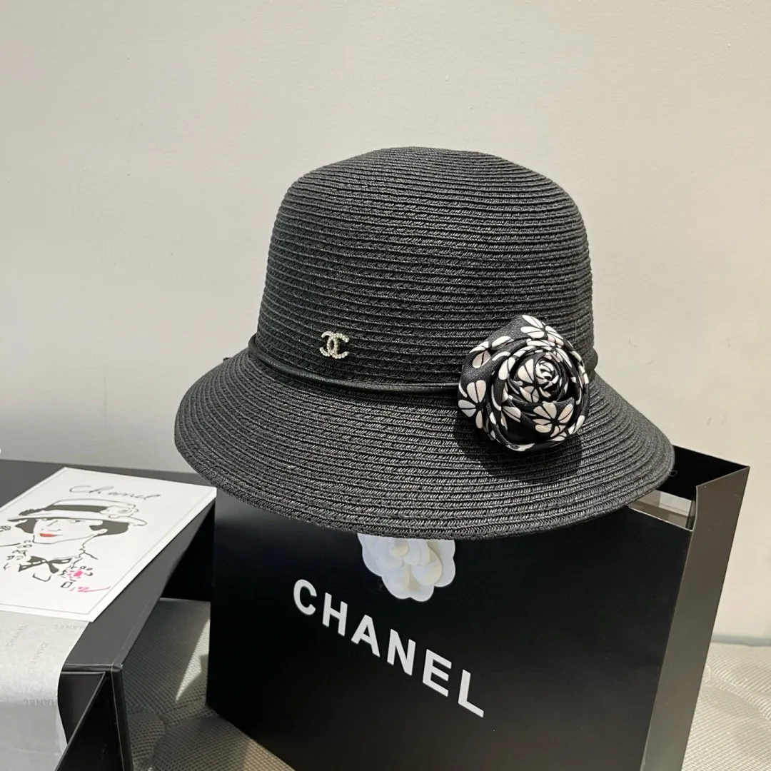 💰150¥ Chanel new top hat, original small basin hat, straw hat, head circumference 57cm