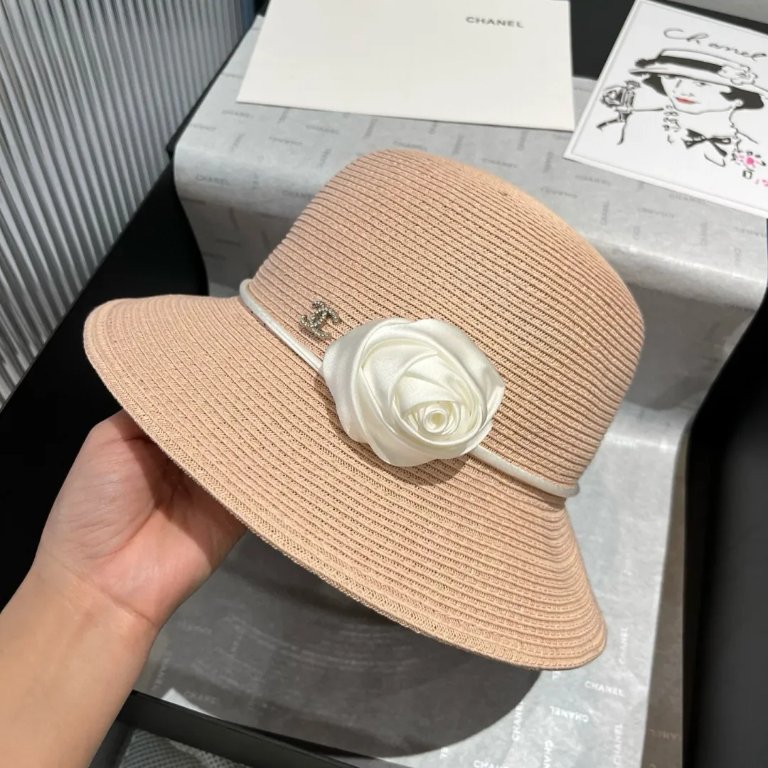 💰150¥ Chanel new top hat, original small basin hat, straw hat, head circumference 57cm