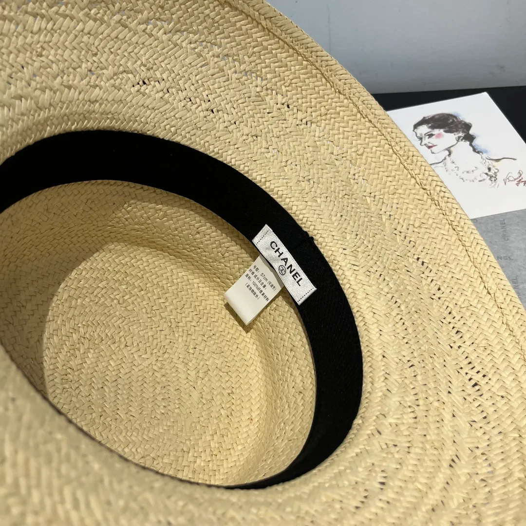 💰190¥ Chanel Taiwanese straw hat, sun hat, head circumference 57vm