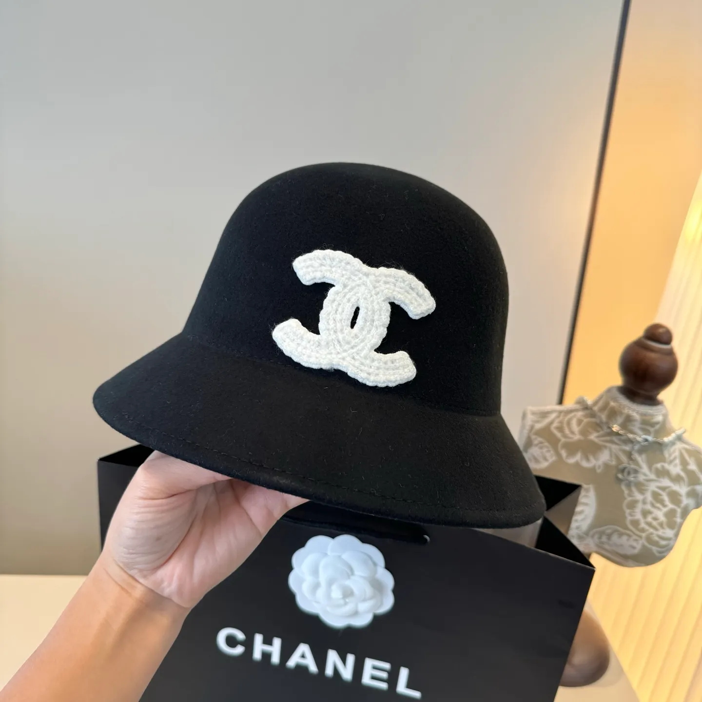 💰180¥ Chanel basin hat, 100% wool fabric 🦙%, head circumference 57cm