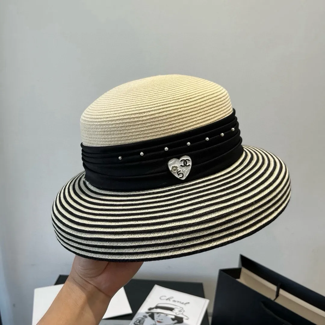 💰240¥ Chanel premium straw hat, striped lantern hat, lady style, head circumference 57cm