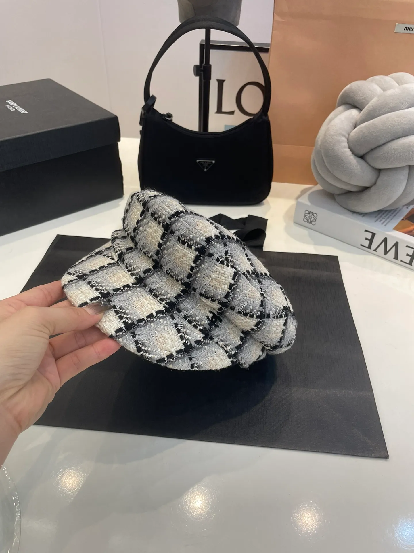 P130 Chanel's new autumn and winter custom-made military cap, plaid contrasting fabric, niche yet high-end! The latest style of Xiaoxiangfeng, a must-have for celebrities