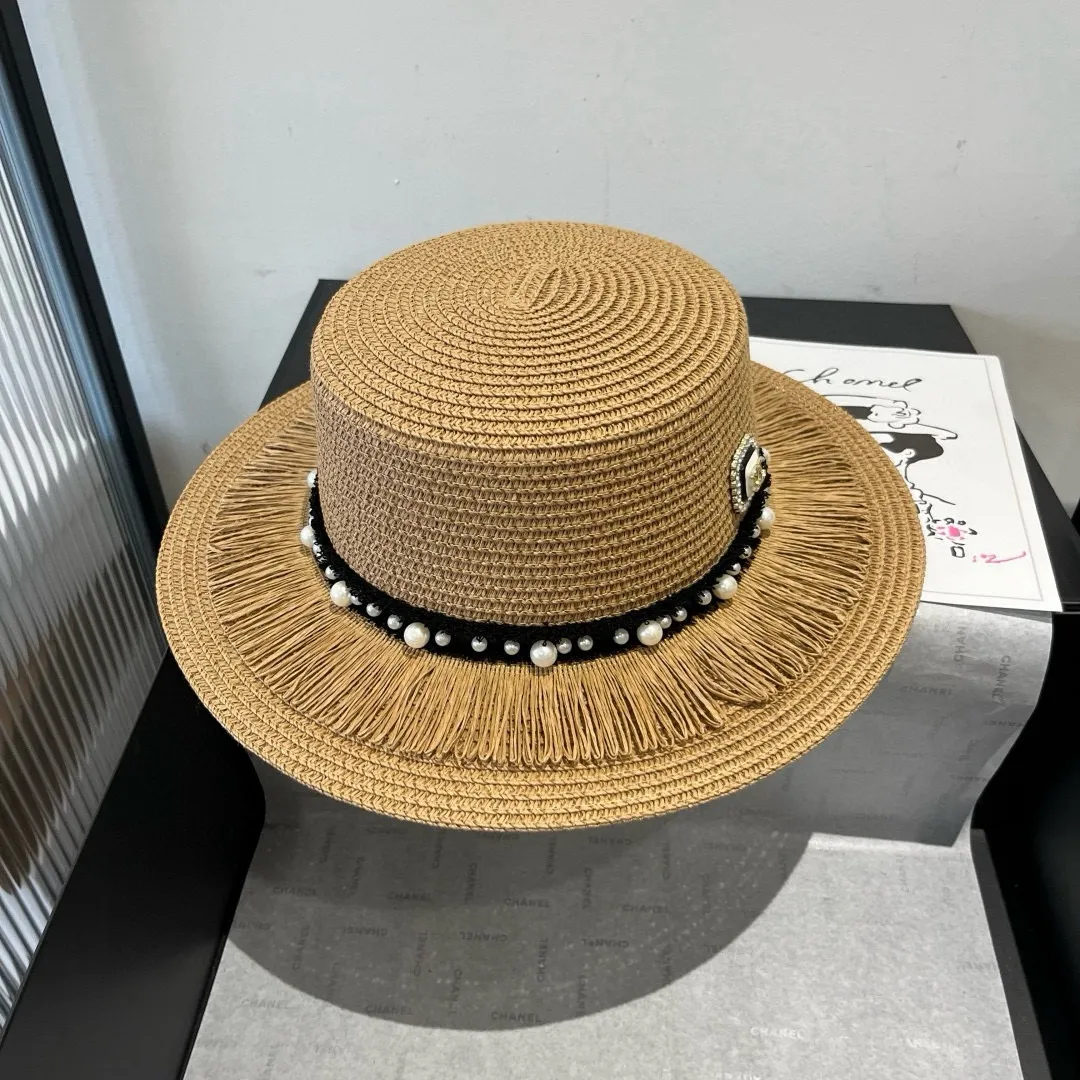 💰120¥ Chanel new flat-top straw hat, head circumference 57cm