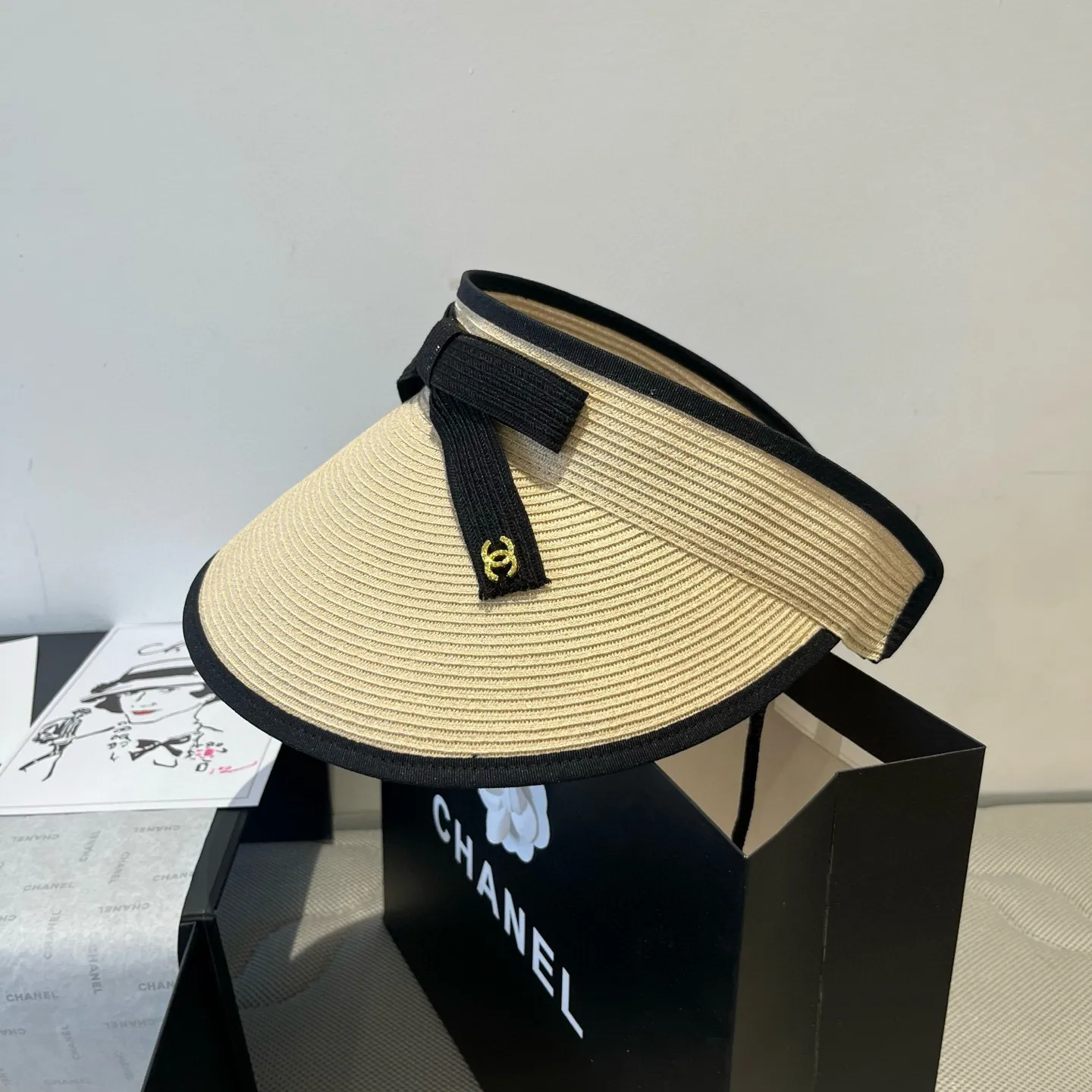 💰130¥ Chanel empty top sun hat, PP straw fabric, adjustable