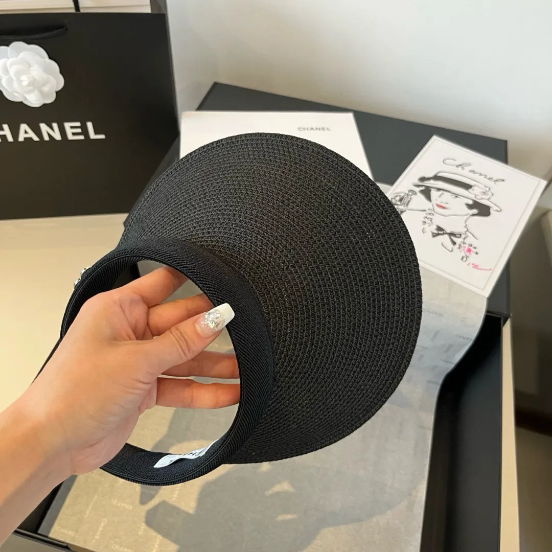 💰90¥ Chanel Chanel headband sun hat empty top straw hat
