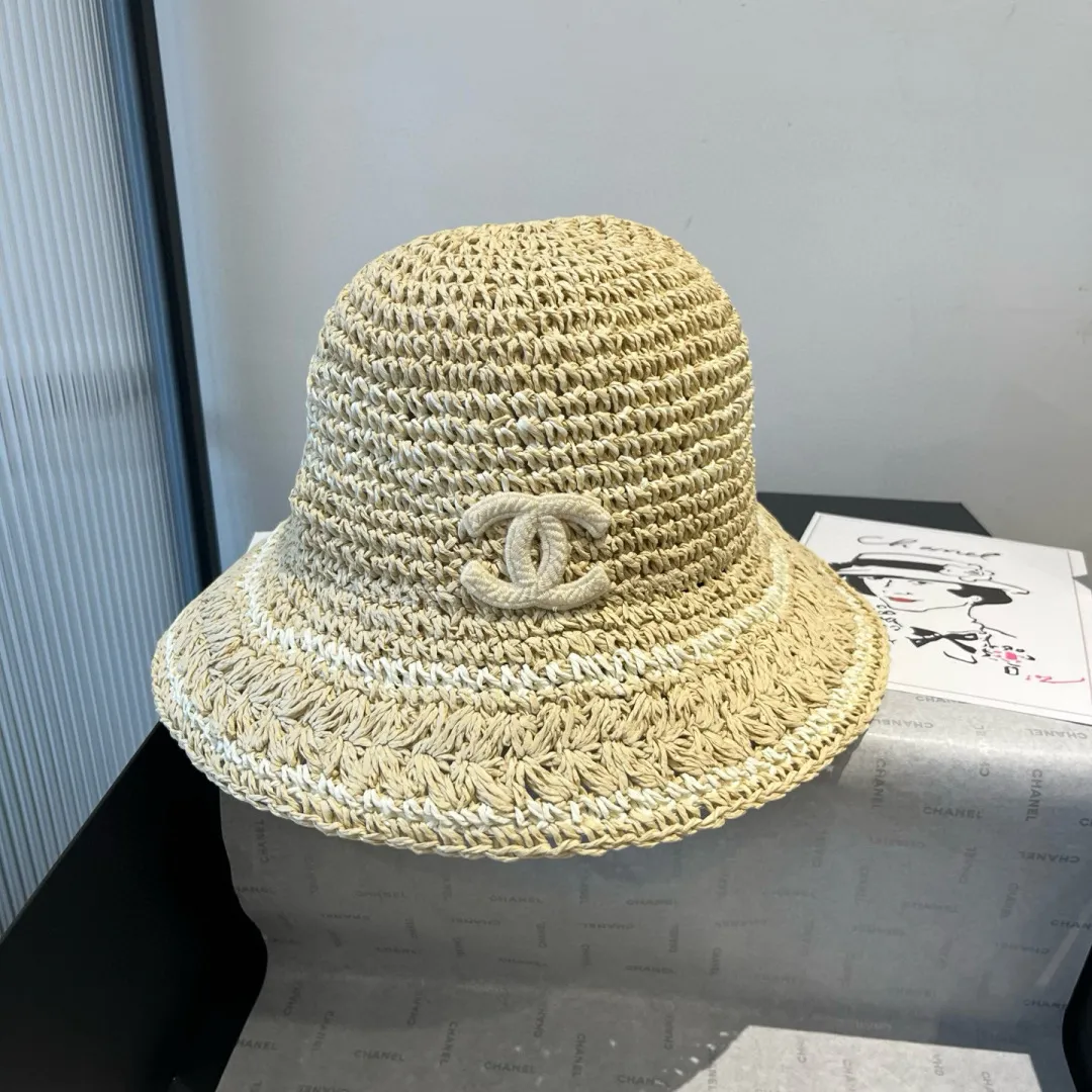 💰100¥ Chanel handhook straw hat, sunshade straw hat, foldable, head circumference 57cm