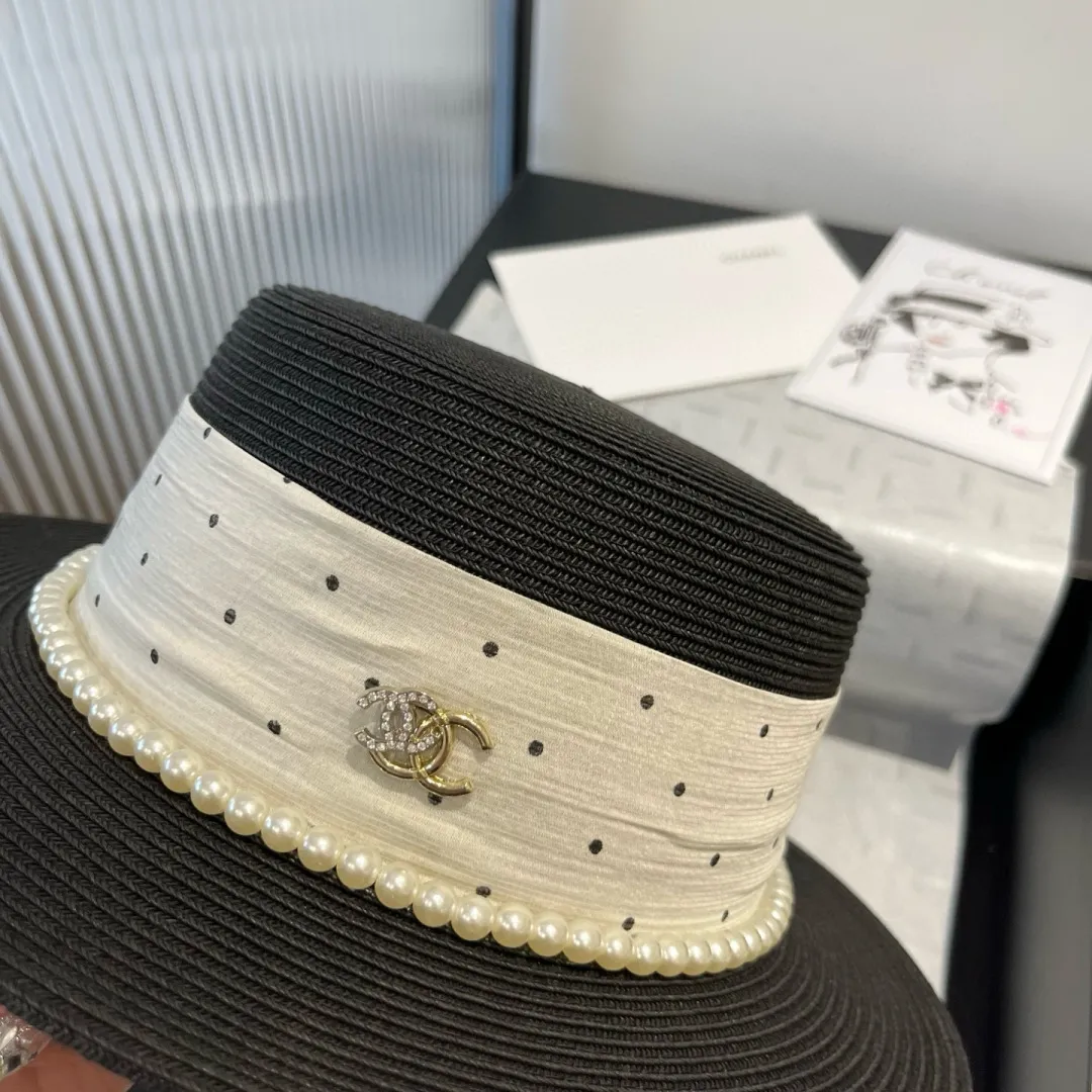 💰180¥ Chanel new flat top hat, Taiwan PP straw, head circumference 57cm